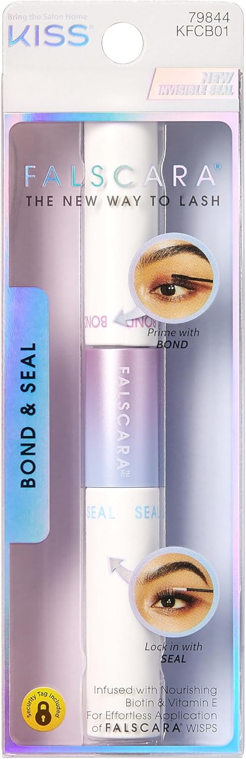 KISS Falscara DIY Eyelash Extension Bond & Seal Infused with Biotin & Vitamin E – Strong Gentle Comfortable Lash Adhesive for All Day Wear For Use With Falscara Lash Wisps, Remover, and Applicator