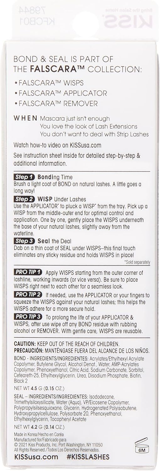 KISS Falscara DIY Eyelash Extension Bond & Seal Infused with Biotin & Vitamin E – Strong Gentle Comfortable Lash Adhesive for All Day Wear For Use With Falscara Lash Wisps, Remover, and Applicator - Image 9