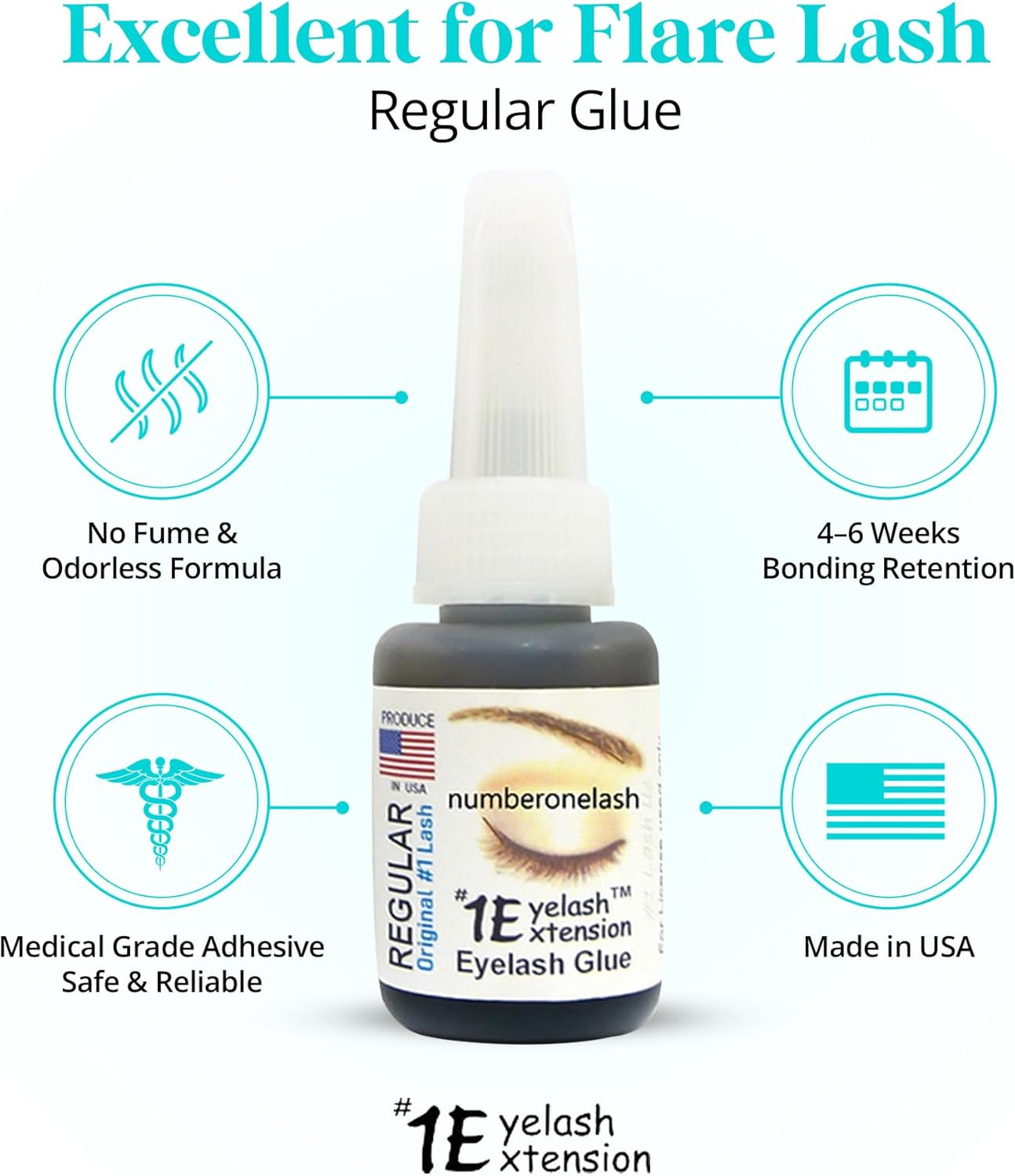Regular Eyelash Glue - Professional Lash Glue for Individual Flare Lashes, False Eyelash Adhesives - Long Lasting Waterproof Black, 4-5 Sec Dry, Licensed Use 10ml - Image 2