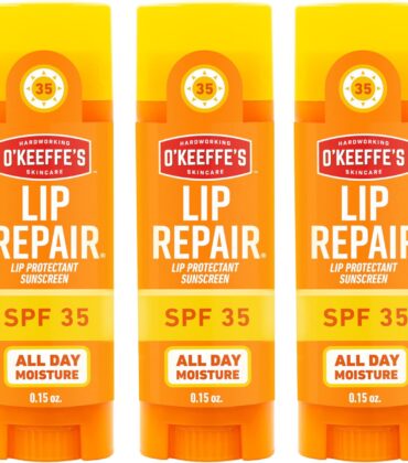 O'Keeffe's Lip Repair SPF 35 Lip Balm - Stick (3 Pack) - Sun-Safe Moisturizer for Extremely Cracked, Dry Lips