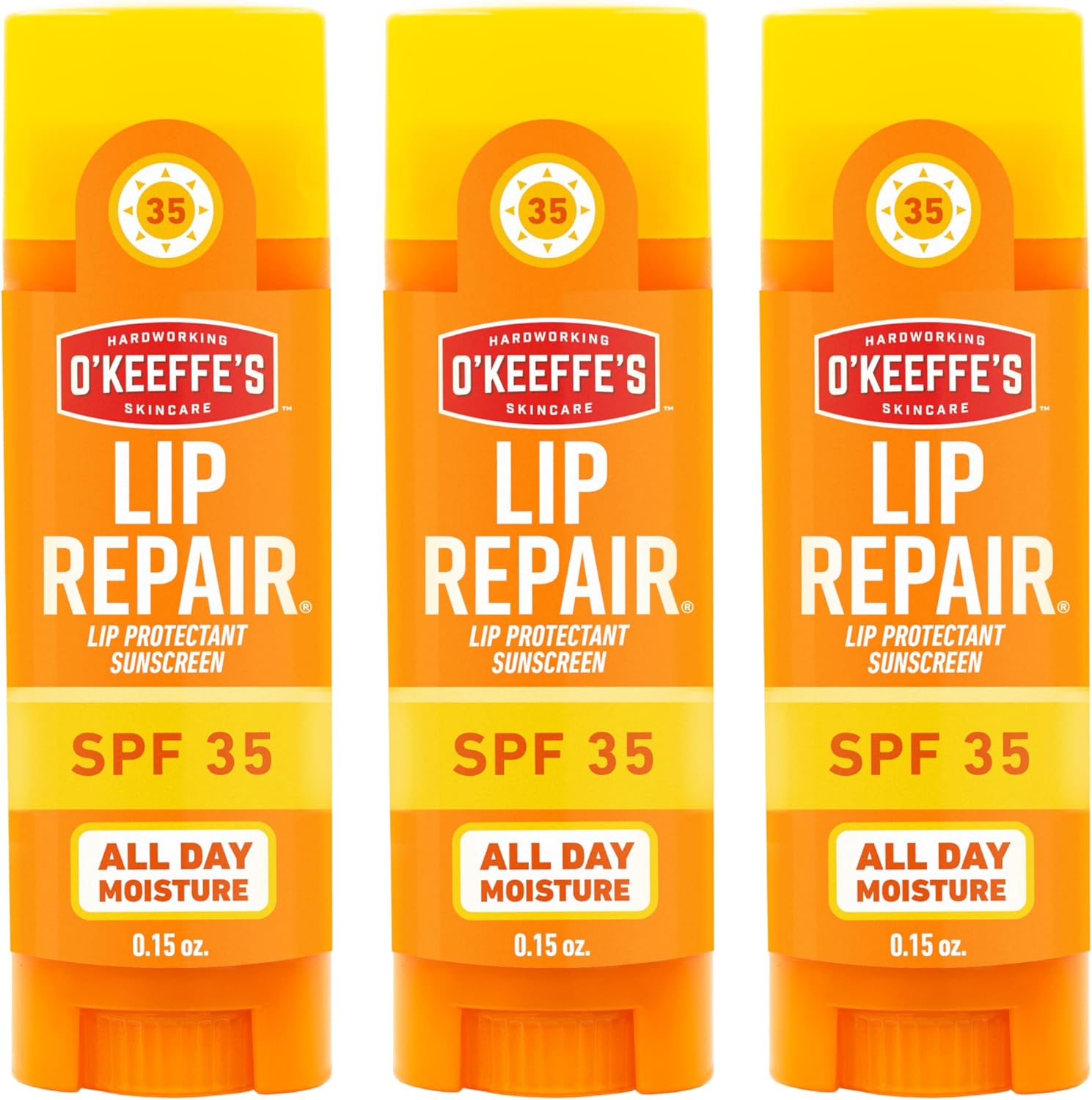 O'Keeffe's Lip Repair SPF 35 Lip Balm - Stick (3 Pack) - Sun-Safe Moisturizer for Extremely Cracked, Dry Lips