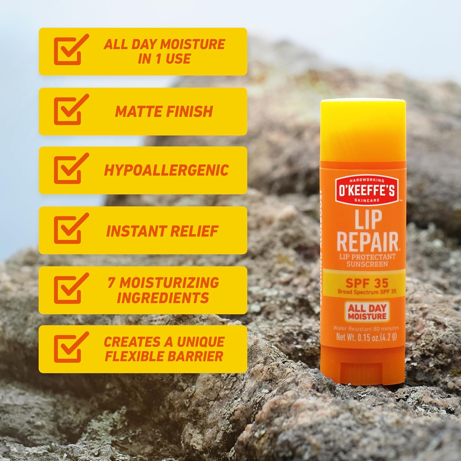 O'Keeffe's Lip Repair SPF 35 Lip Balm - Stick (3 Pack) - Sun-Safe Moisturizer for Extremely Cracked, Dry Lips - Image 7